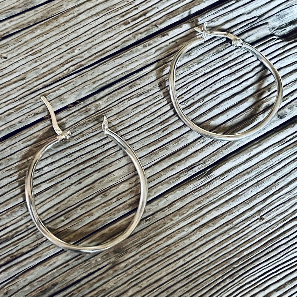 NWOT Sterling Silver Hoop Earrings, Wavy